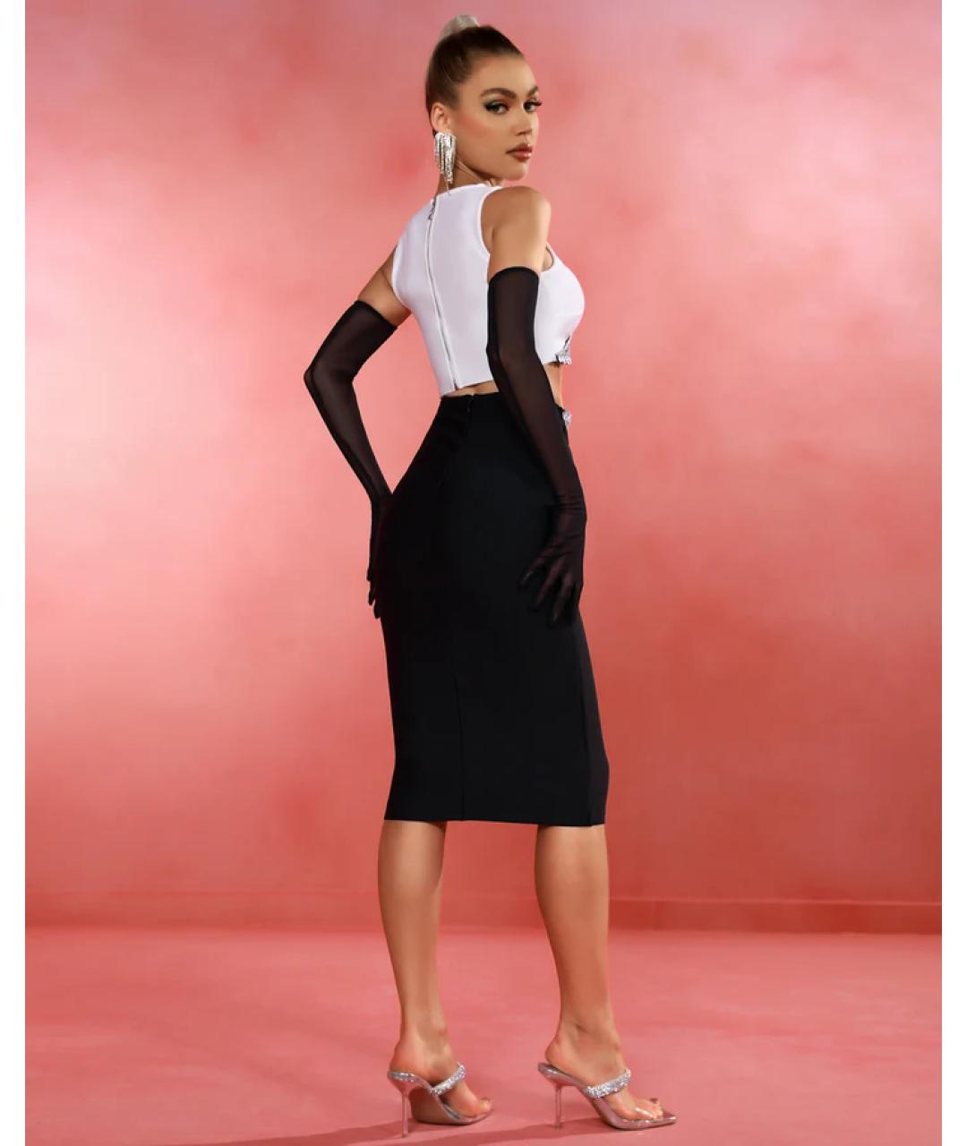 DAVID KOMA Черная вискозная юбка миди, фото 3