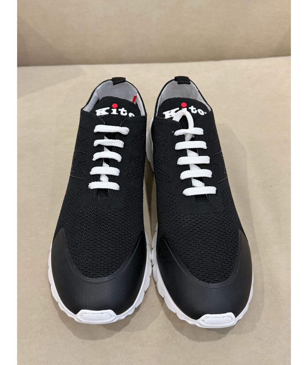 KITON Черные текстильные низкие кроссовки / кеды, фото 2