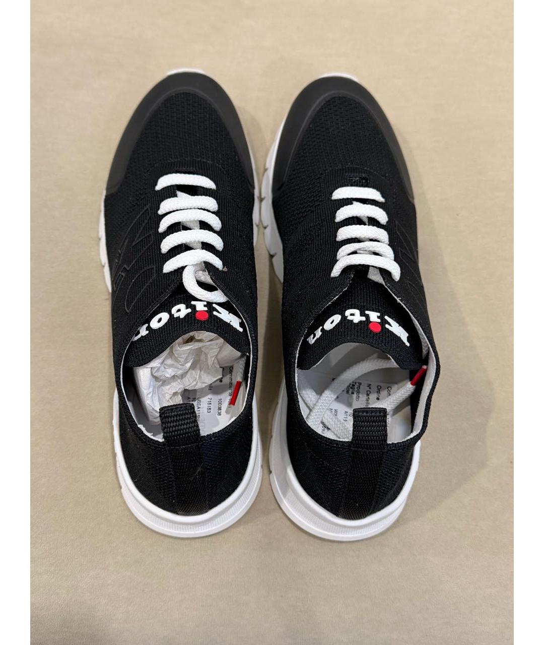 KITON Черные текстильные низкие кроссовки / кеды, фото 3