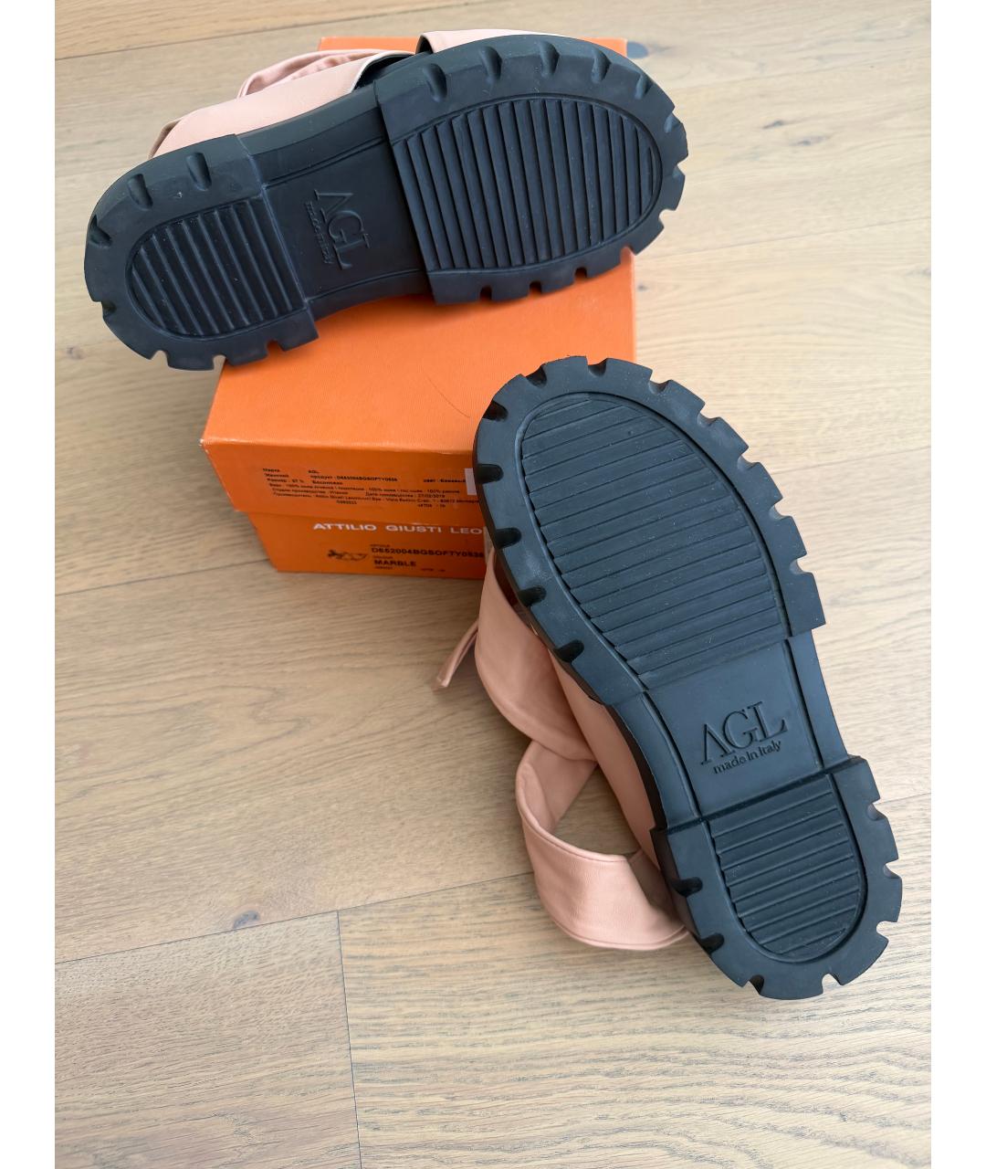 AGL Бежевые кожаные босоножки, фото 5