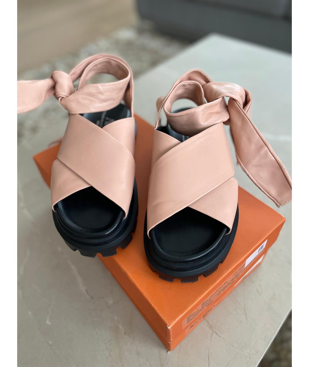 AGL Бежевые кожаные босоножки, фото 2