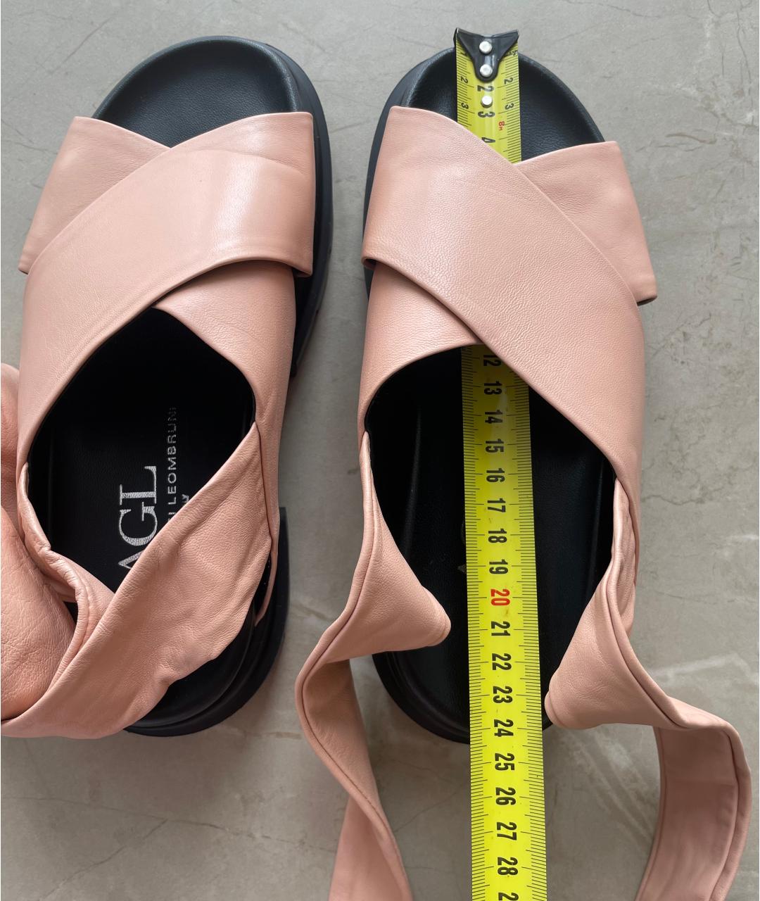 AGL Бежевые кожаные босоножки, фото 6