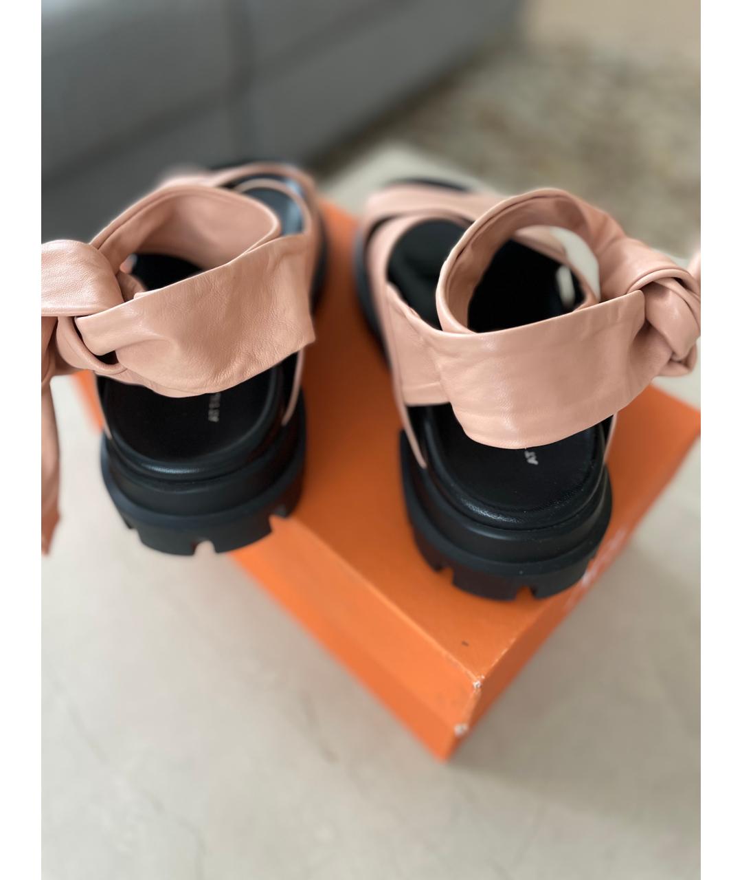 AGL Бежевые кожаные босоножки, фото 3