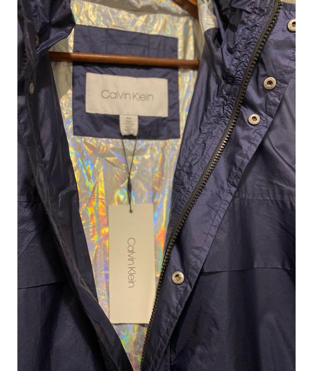 CALVIN KLEIN Темно-синий полиэстеровый тренч / плащ, фото 3