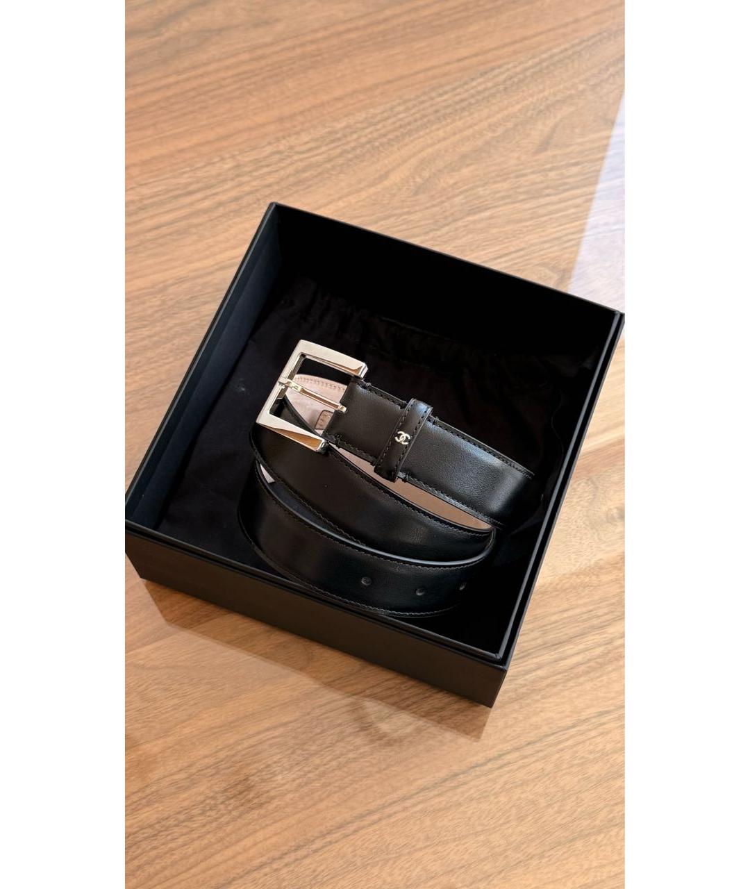 CHANEL Черный кожаный ремень, фото 2