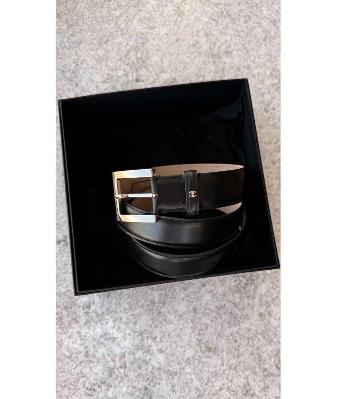 CHANEL Черный кожаный ремень, фото 3