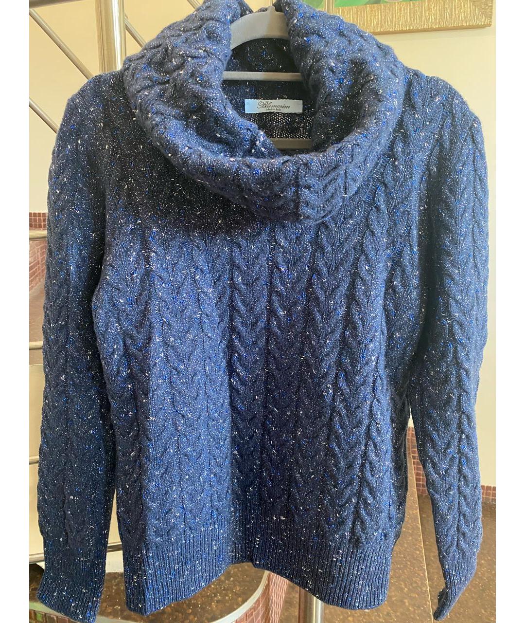 BLUMARINE Темно-синий шерстяной джемпер / свитер, фото 3