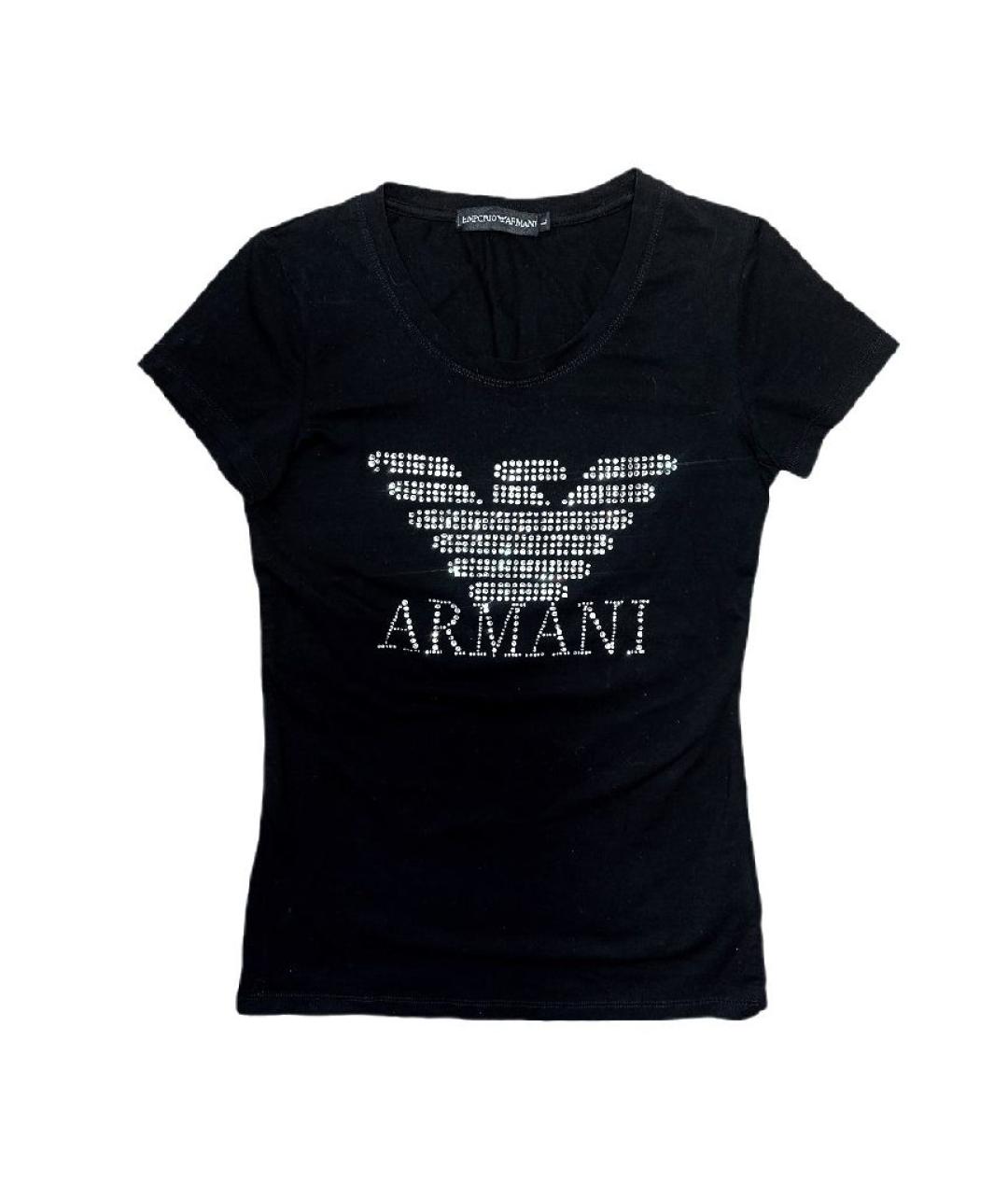 EMPORIO ARMANI Черная хлопковая футболка, фото 1