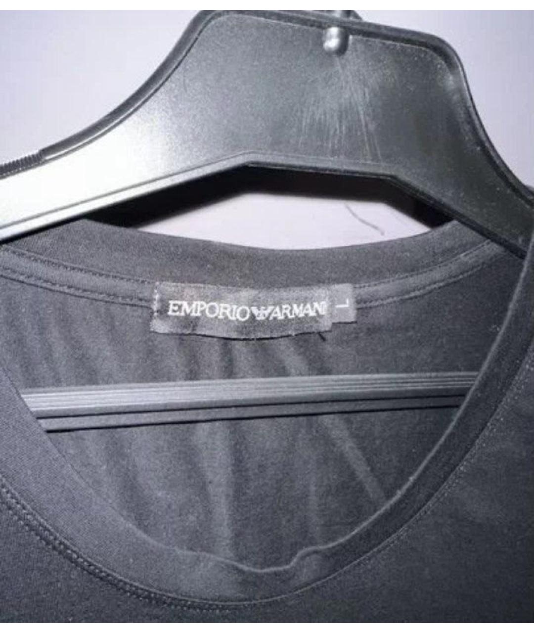 EMPORIO ARMANI Черная хлопковая футболка, фото 6