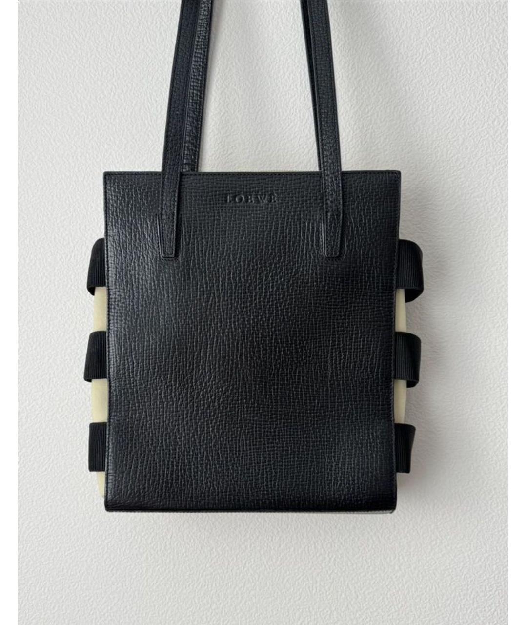 LOEWE Черная кожаная сумка тоут, фото 9