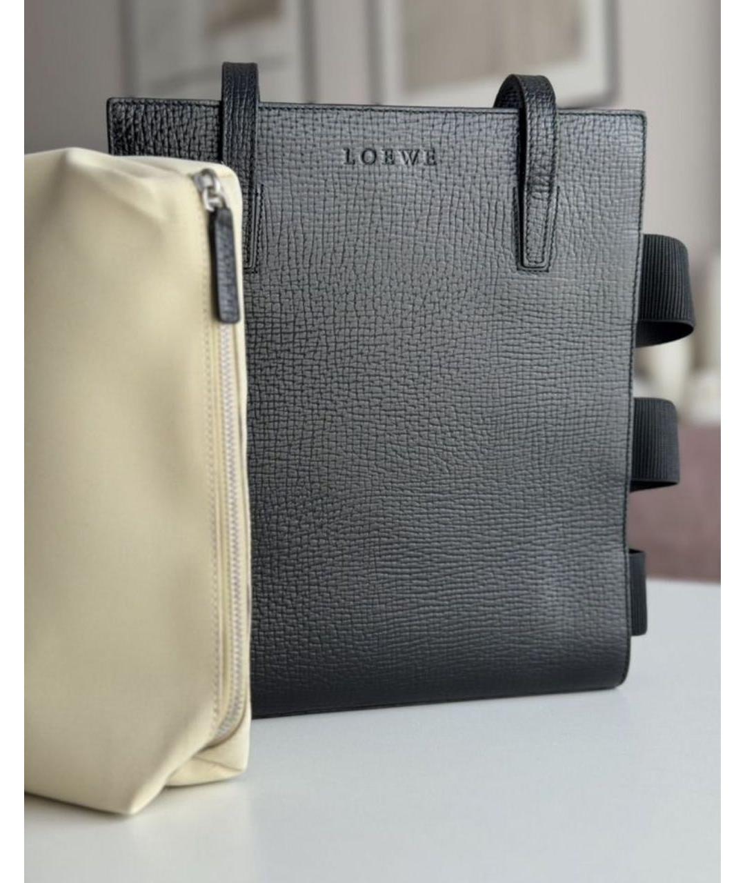 LOEWE Черная кожаная сумка тоут, фото 4