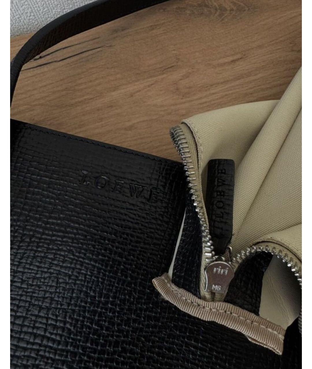 LOEWE Черная кожаная сумка тоут, фото 8