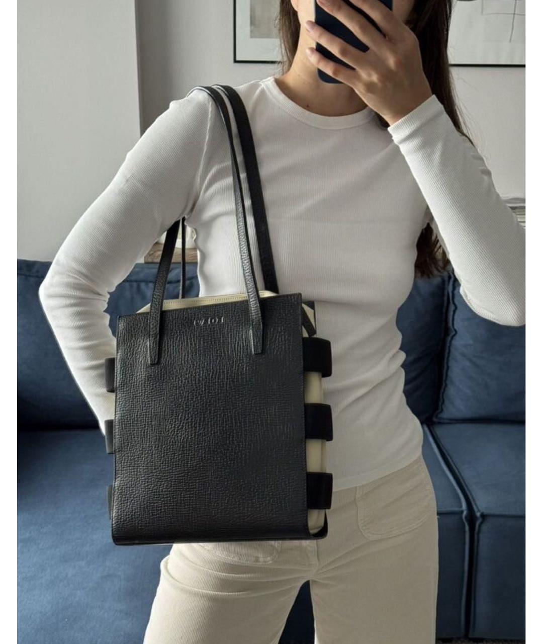 LOEWE Черная кожаная сумка тоут, фото 3