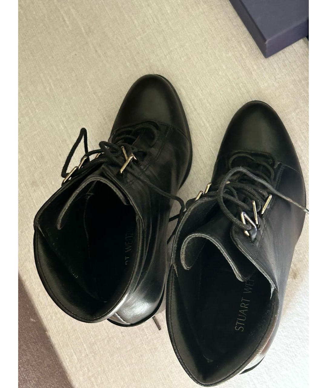 STUART WEITZMAN Черные кожаные ботильоны, фото 3