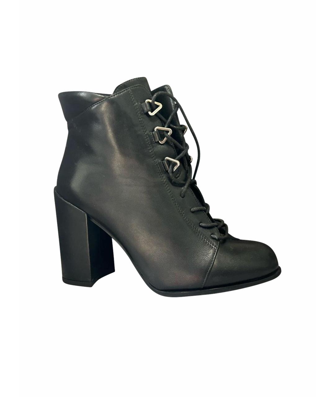 STUART WEITZMAN Черные кожаные ботильоны, фото 9