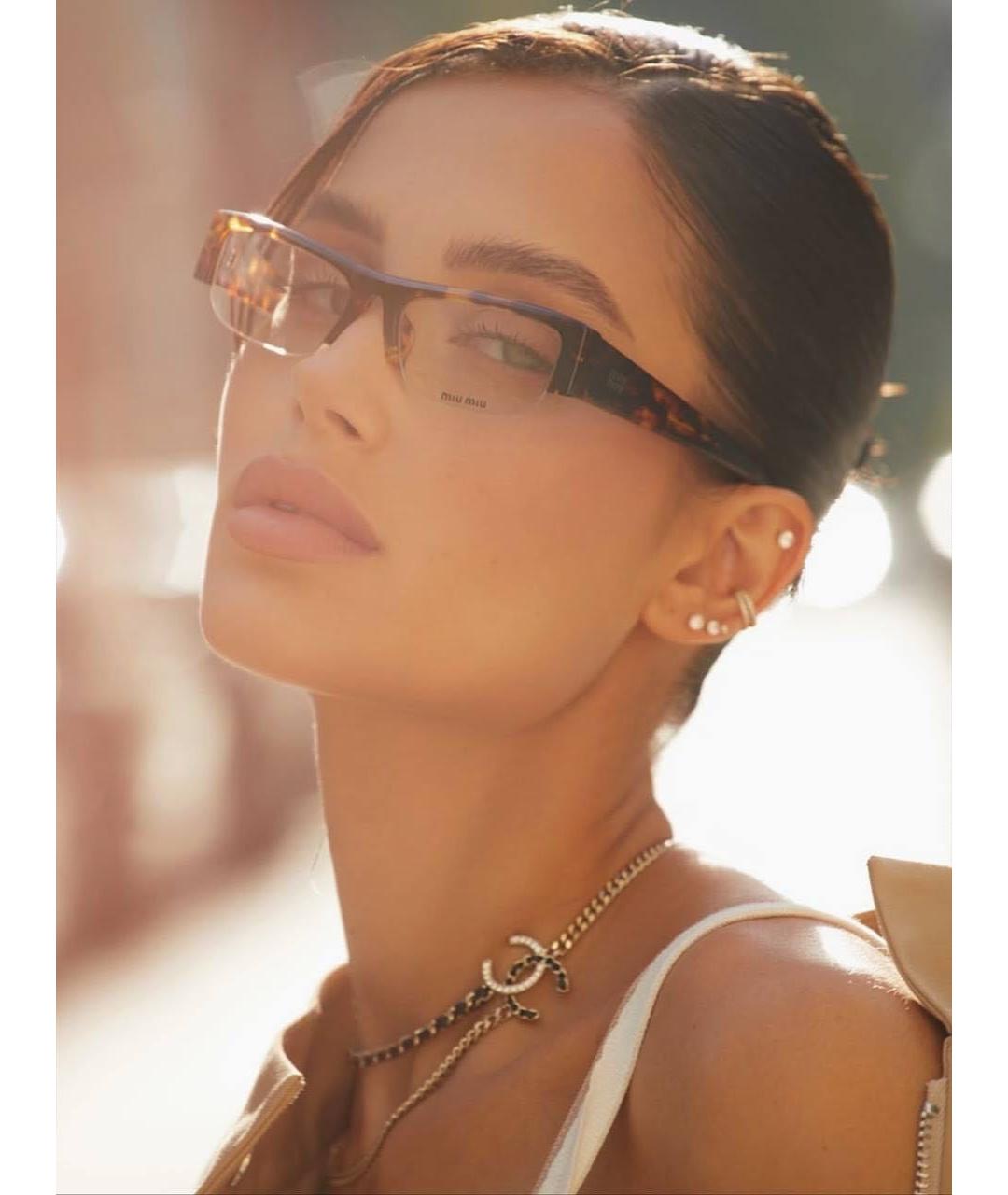 MIU MIU Коричневые пластиковые солнцезащитные очки, фото 4