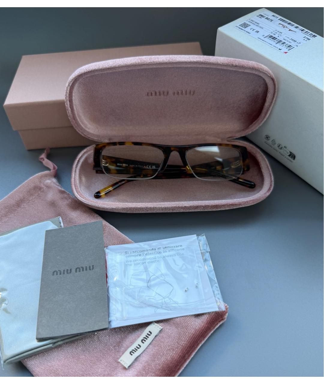 MIU MIU Коричневые пластиковые солнцезащитные очки, фото 6