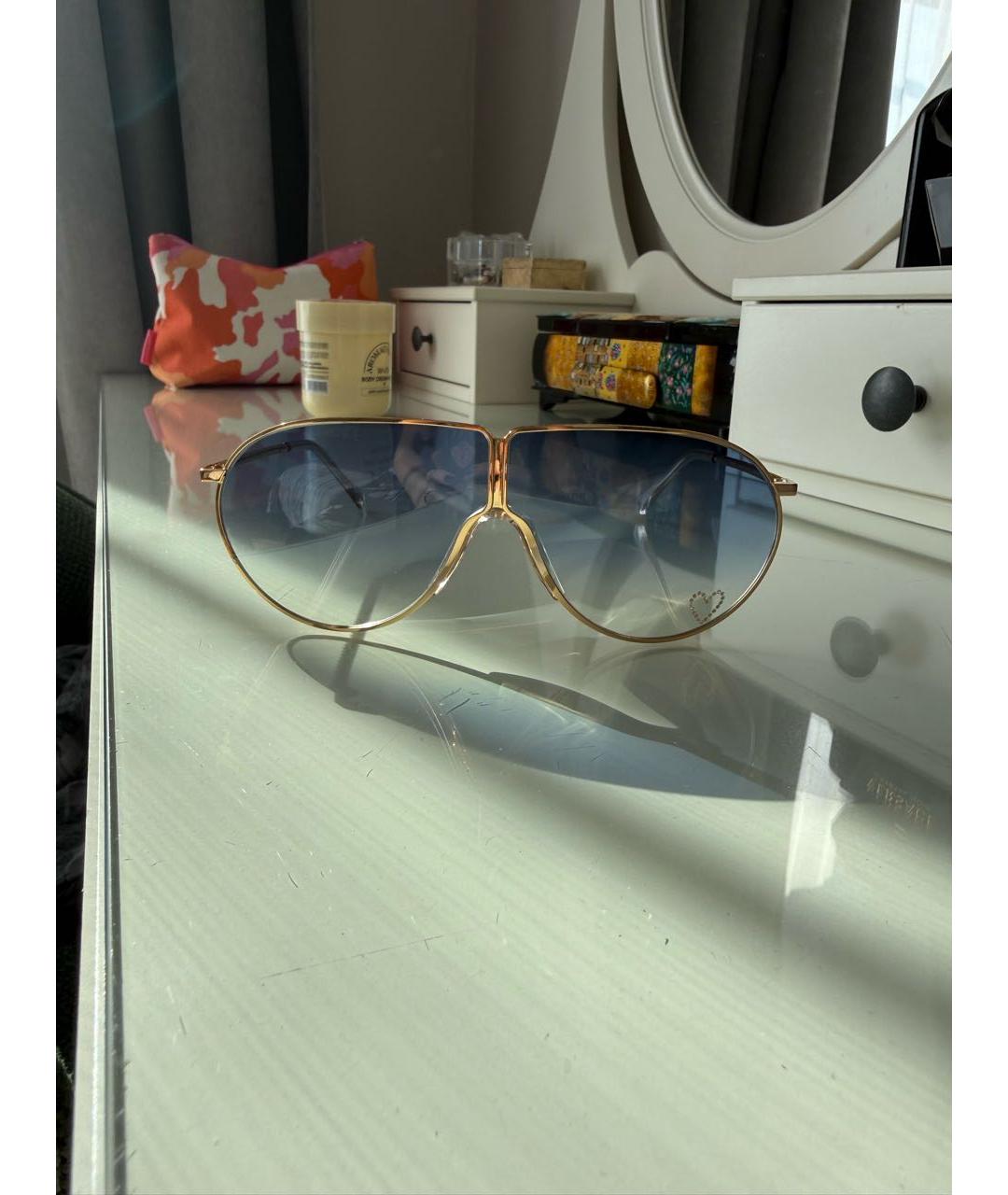 STELLA MCCARTNEY Золотые металлические солнцезащитные очки, фото 6