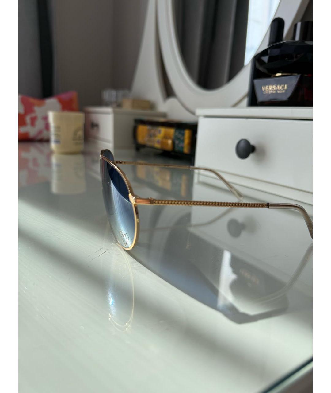 STELLA MCCARTNEY Золотые металлические солнцезащитные очки, фото 2