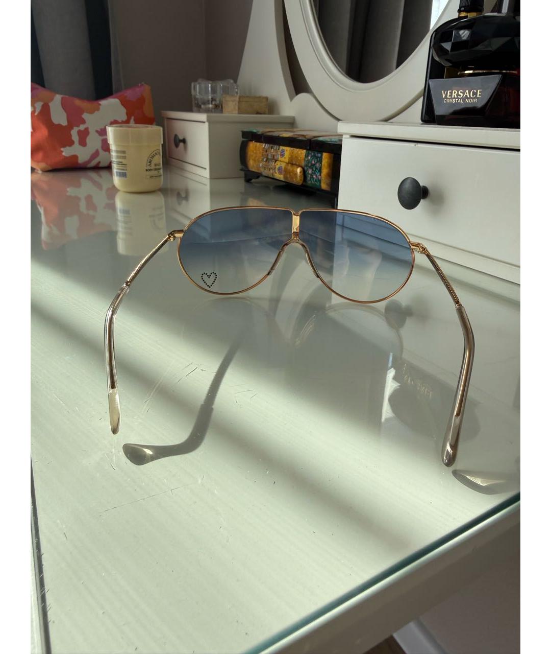 STELLA MCCARTNEY Золотые металлические солнцезащитные очки, фото 5