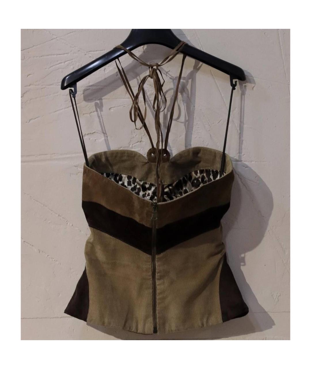 DOLCE&GABBANA Коричневый кожаный корсет, фото 2