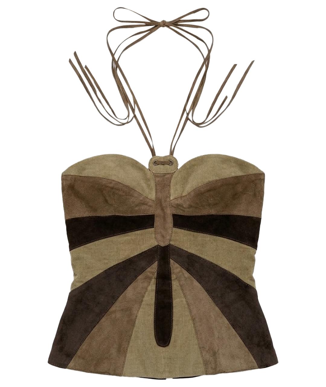 DOLCE&GABBANA Коричневый кожаный корсет, фото 1