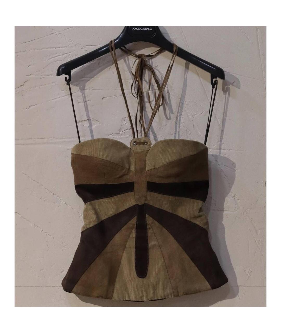 DOLCE&GABBANA Коричневый кожаный корсет, фото 9