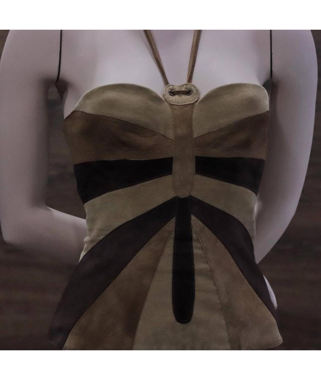 DOLCE&GABBANA Коричневый кожаный корсет, фото 5