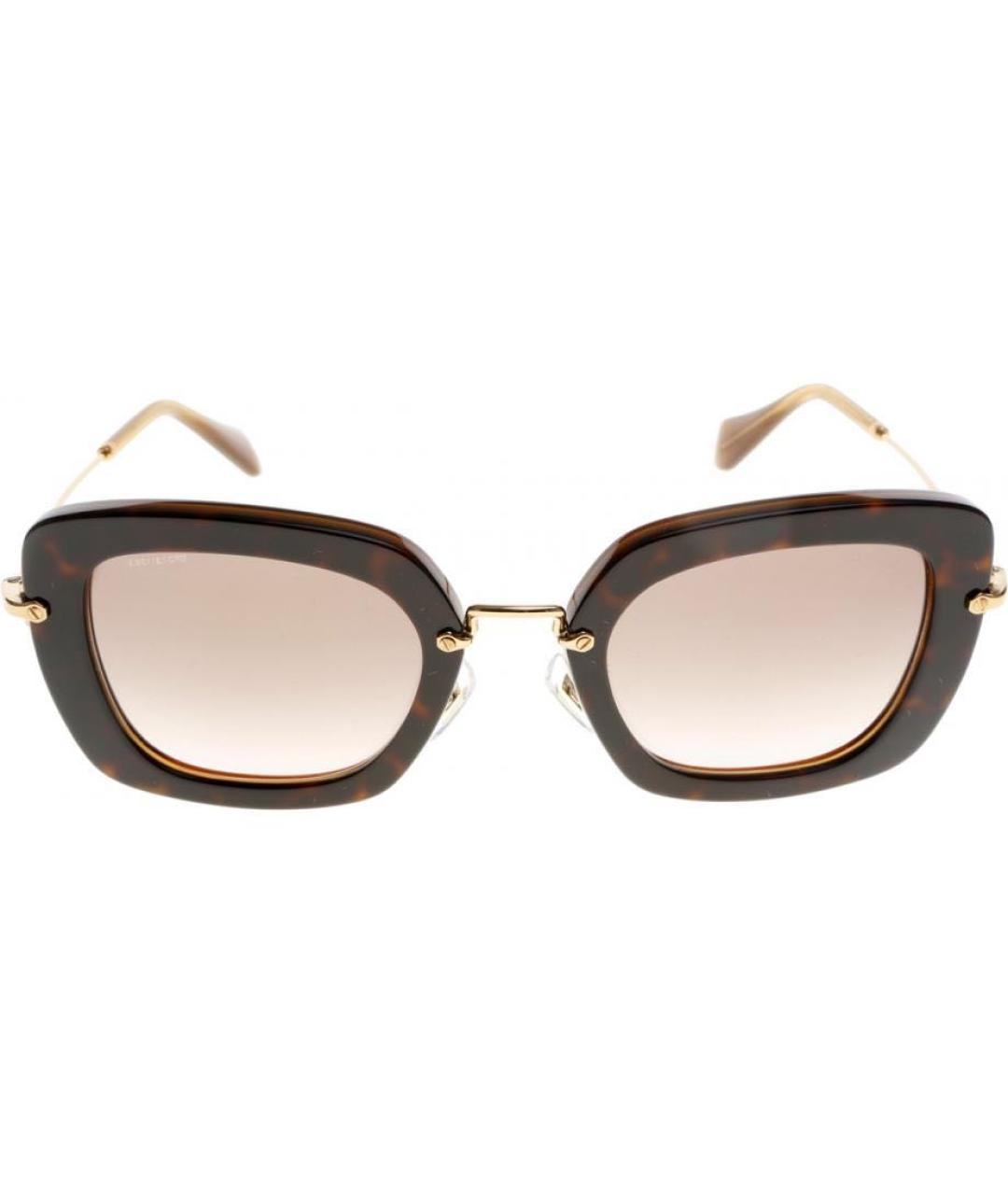 MIU MIU Золотые металлические солнцезащитные очки, фото 9
