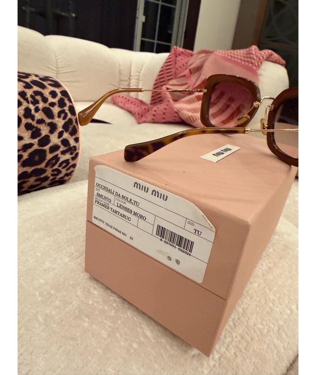 MIU MIU Золотые металлические солнцезащитные очки, фото 4