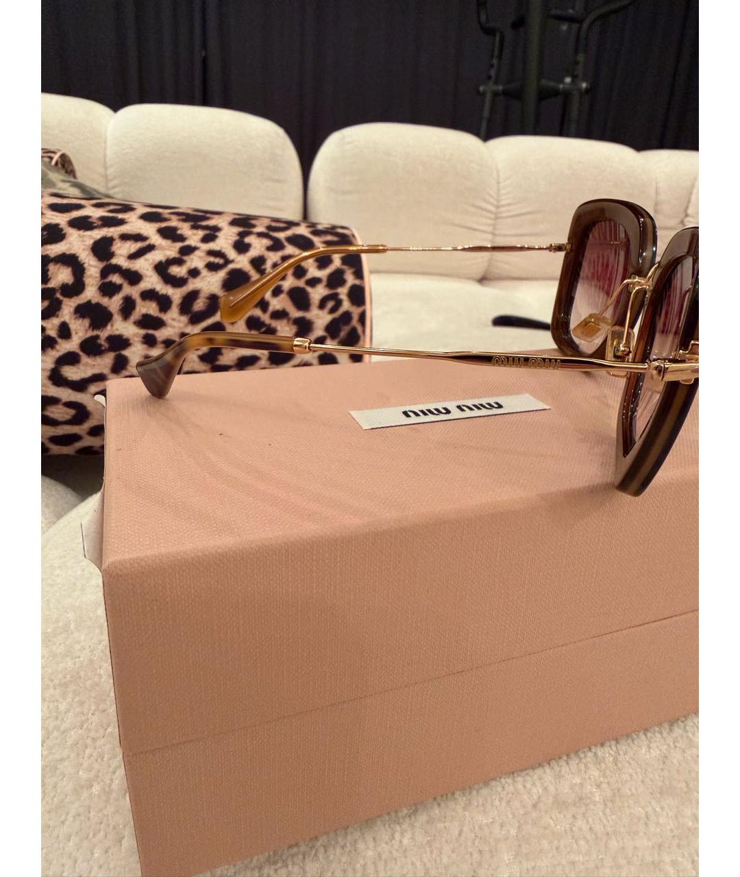 MIU MIU Золотые металлические солнцезащитные очки, фото 3