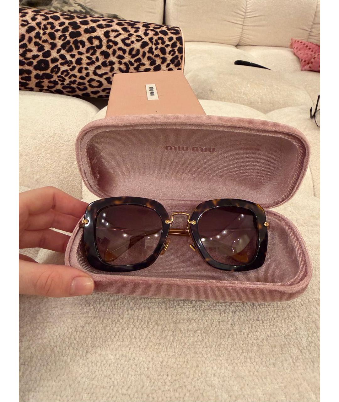 MIU MIU Золотые металлические солнцезащитные очки, фото 2