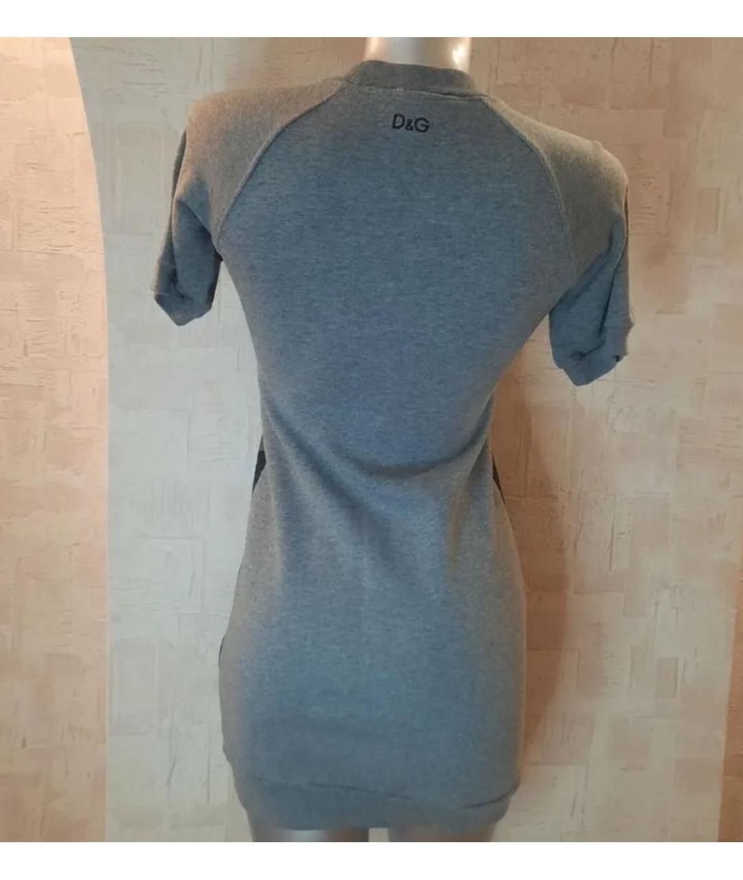 DOLCE&GABBANA Серое хлопковое повседневное платье, фото 2