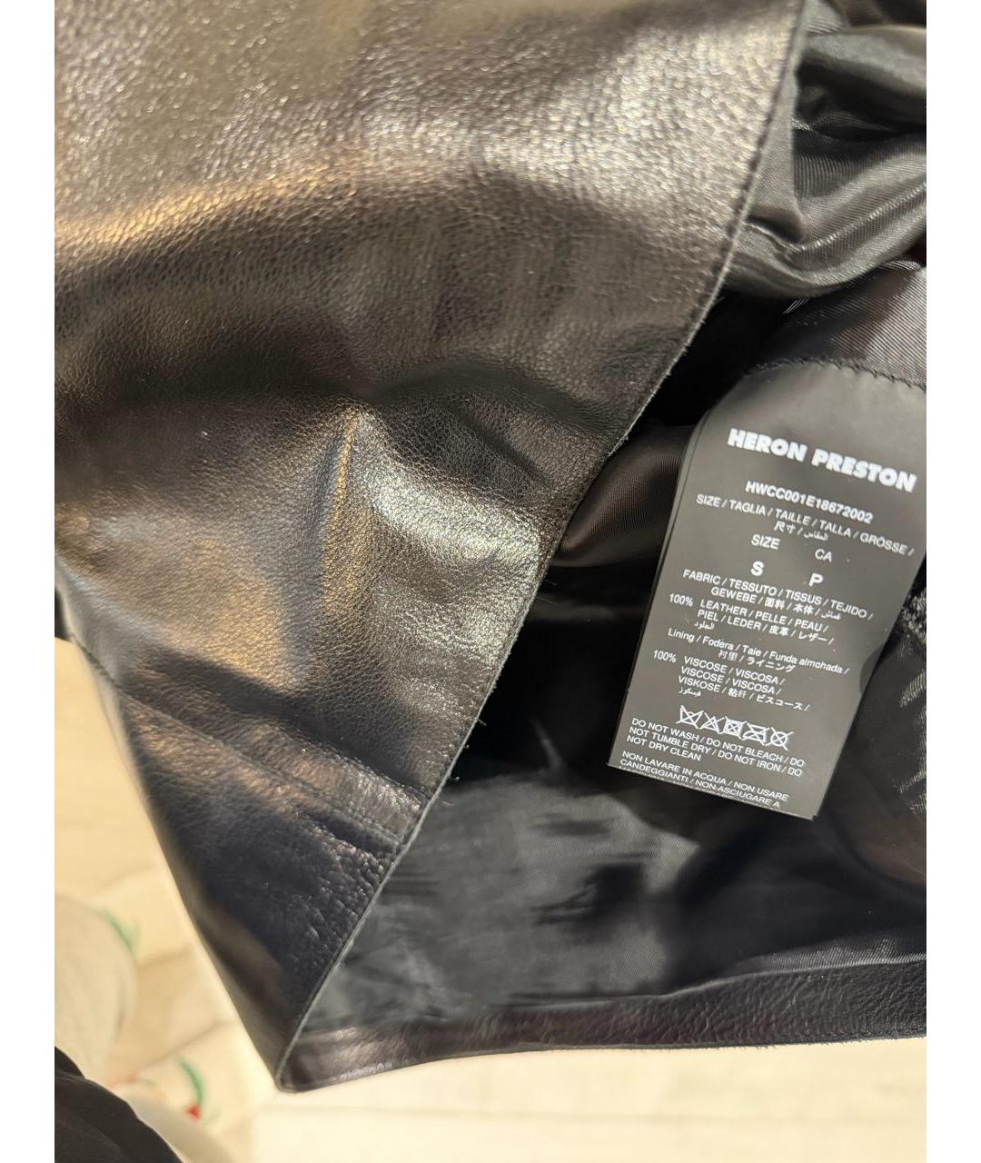 HERON PRESTON Черная кожаная юбка мини, фото 4