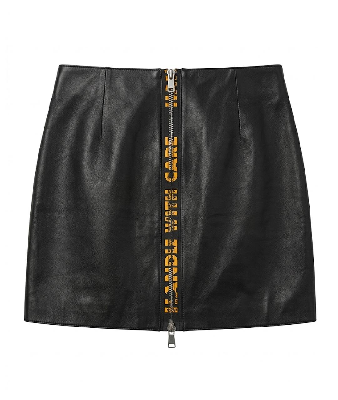 HERON PRESTON Черная кожаная юбка мини, фото 1