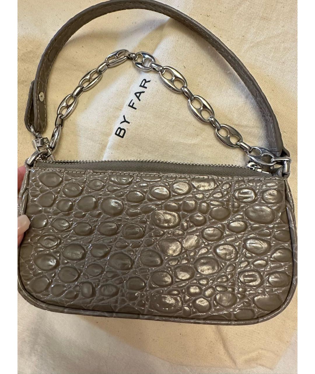 BY FAR Антрацитовая кожаная сумка через плечо, фото 4