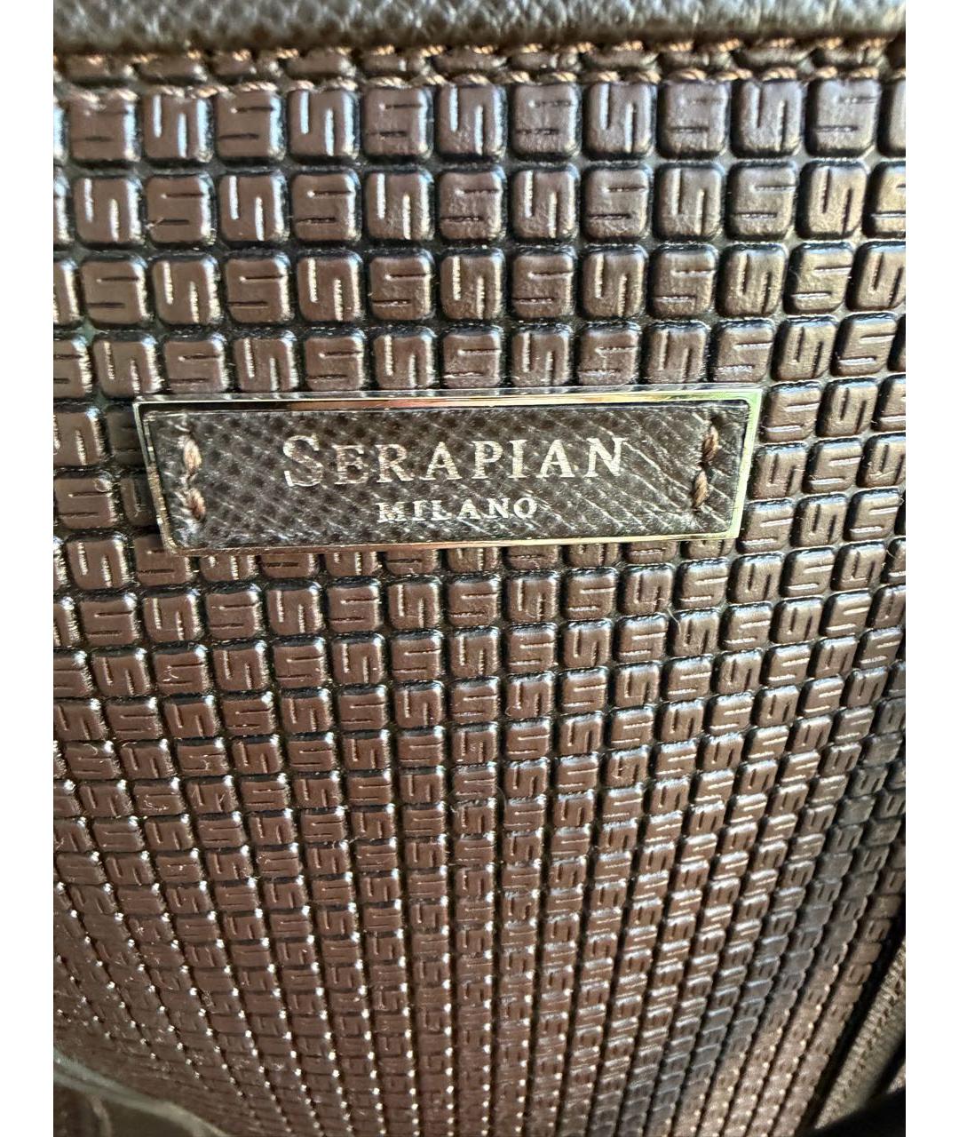 SERAPIAN Коричневый кожаный портфель, фото 7