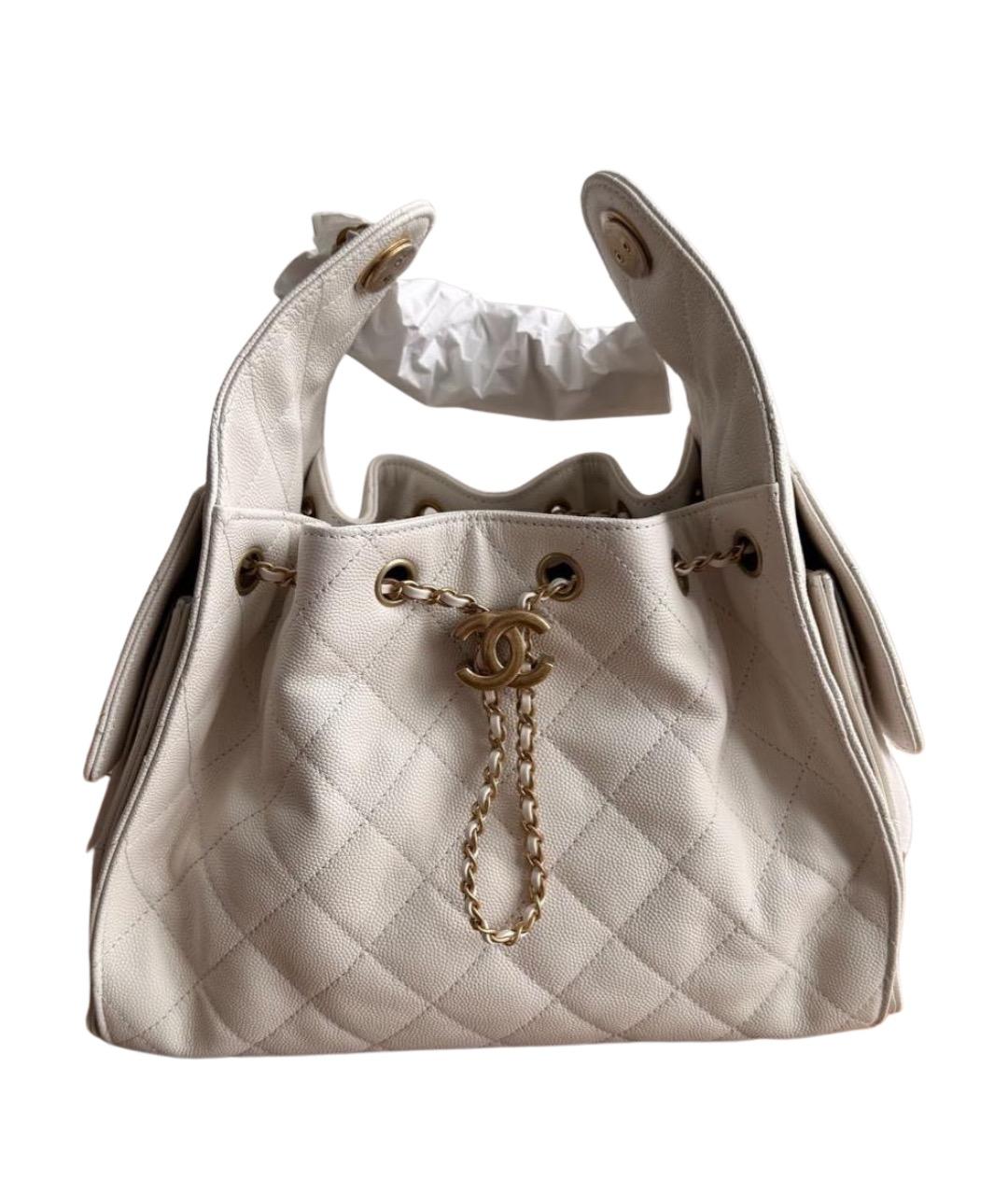 CHANEL Белая кожаная сумка тоут, фото 1