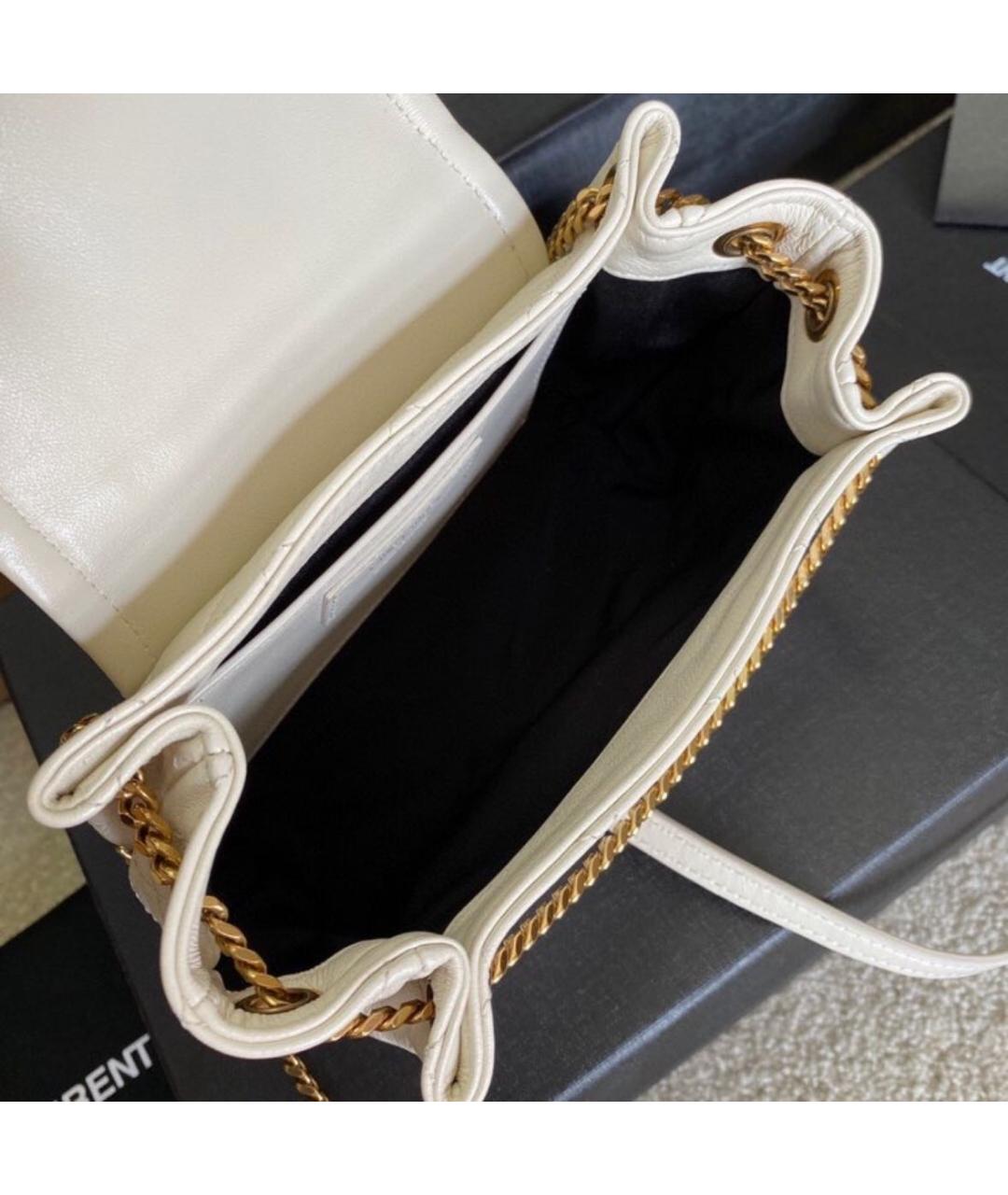 SAINT LAURENT Белая кожаная сумка через плечо, фото 4