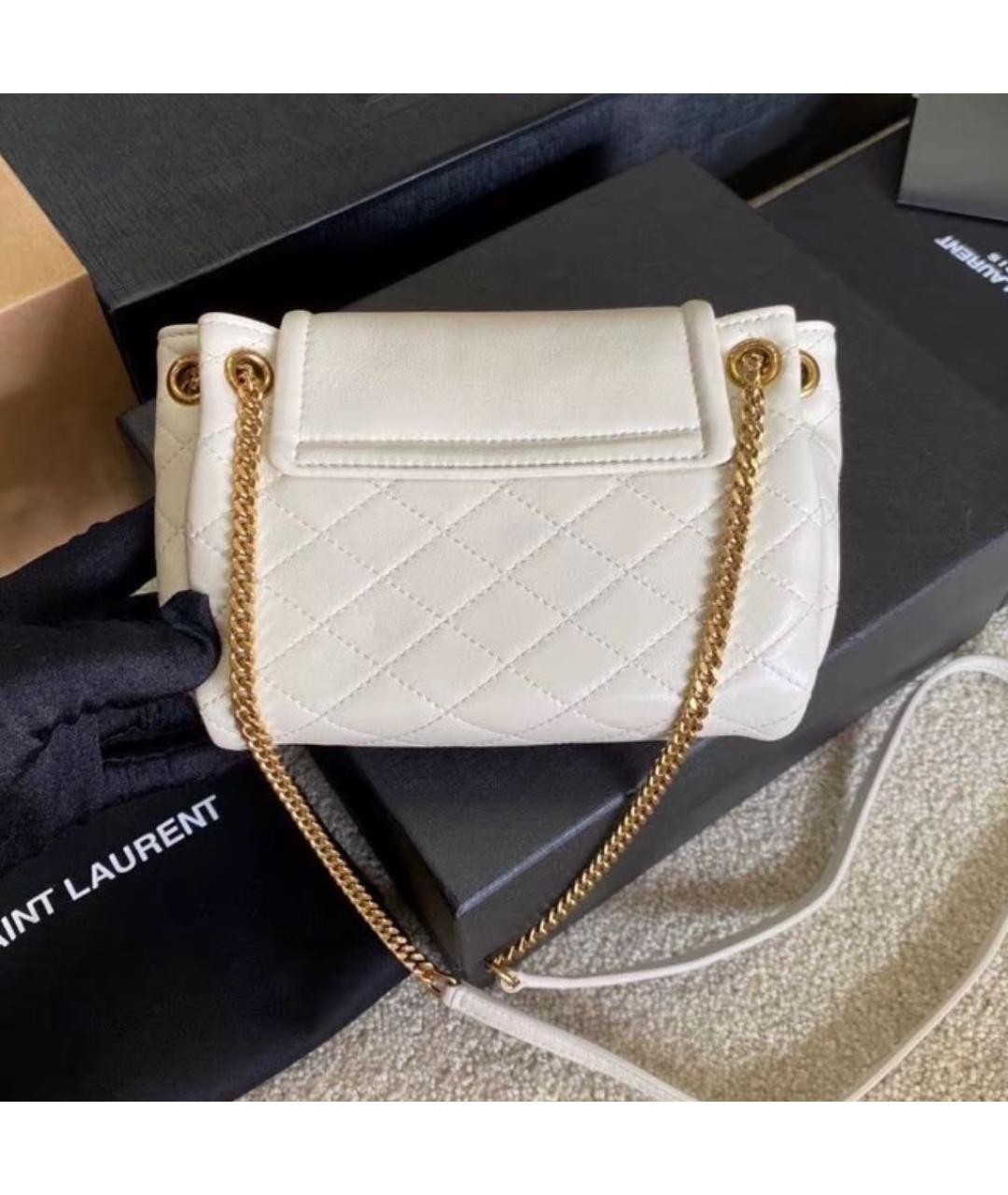 SAINT LAURENT Белая кожаная сумка через плечо, фото 3