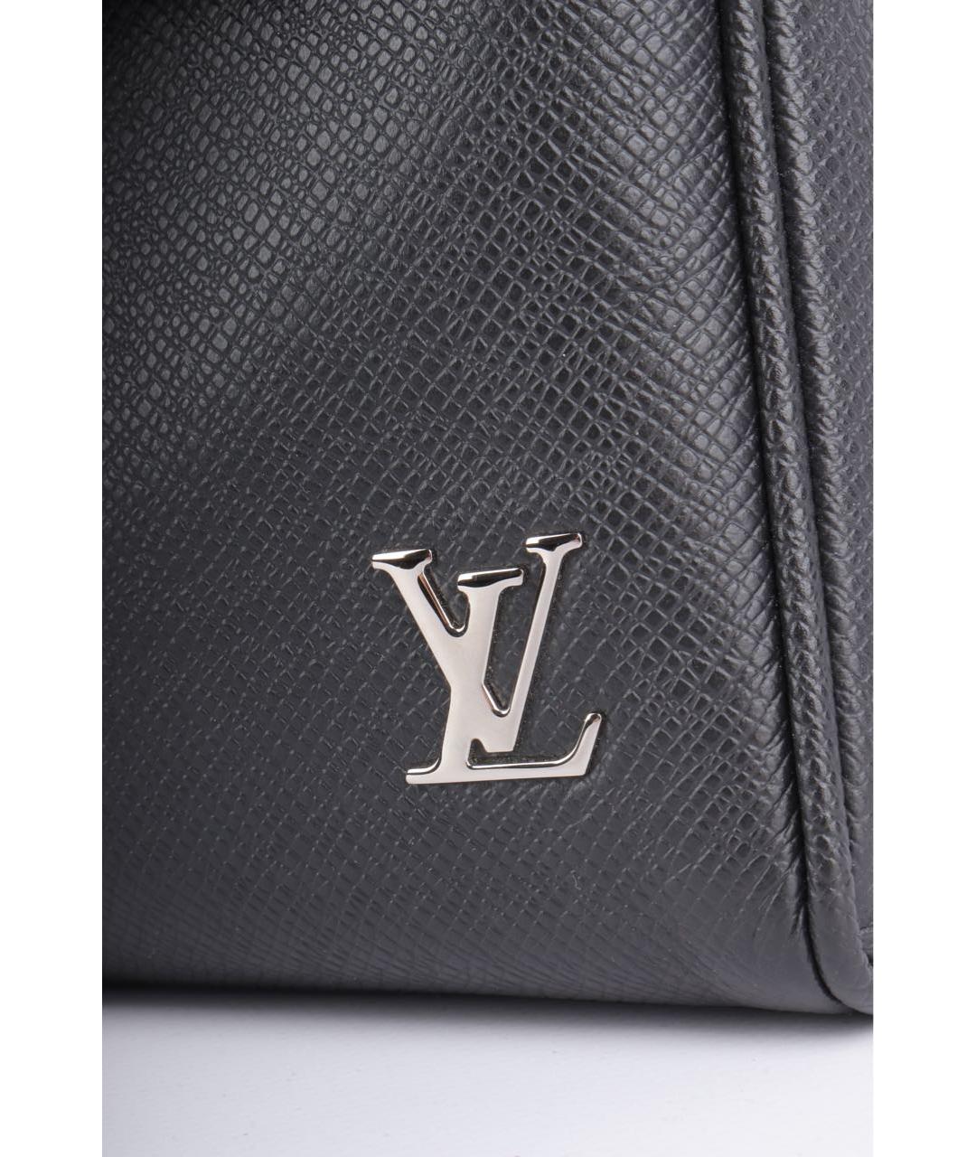 LOUIS VUITTON Черная кожаная барсетка, фото 8