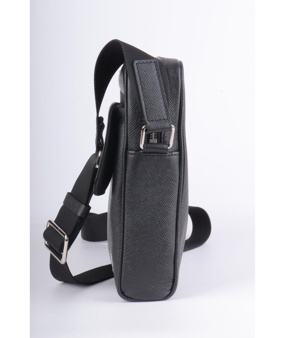 LOUIS VUITTON Черная кожаная барсетка, фото 4