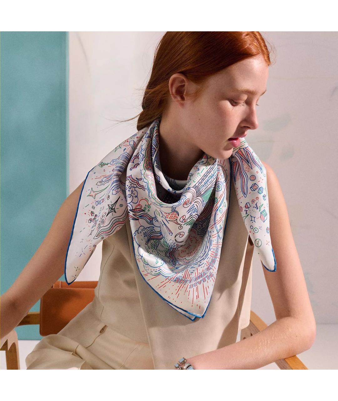 HERMES Мульти шелковый платок, фото 2