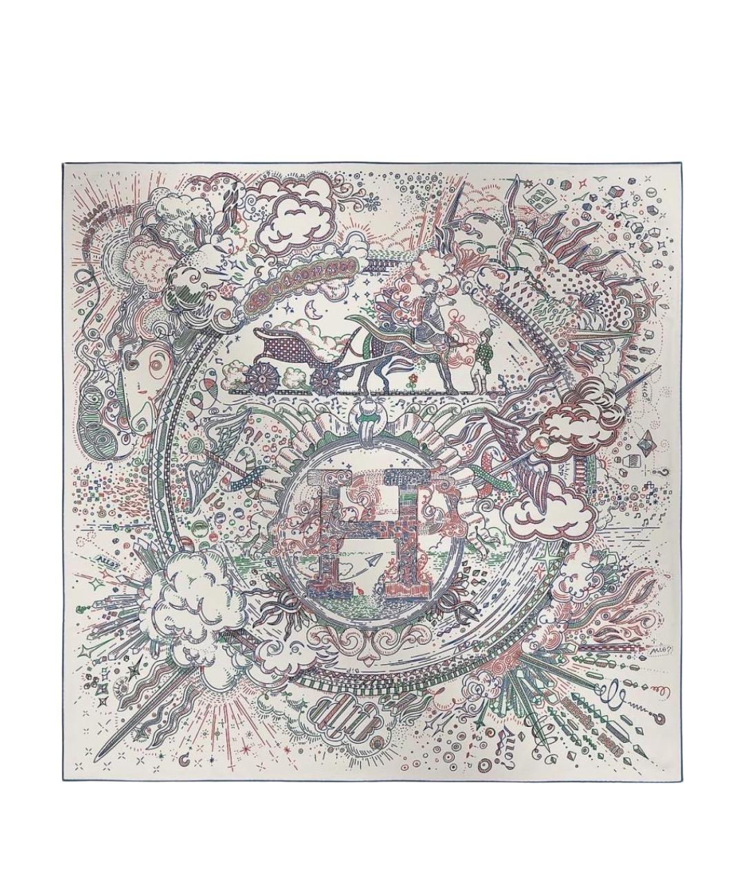 HERMES Мульти шелковый платок, фото 1