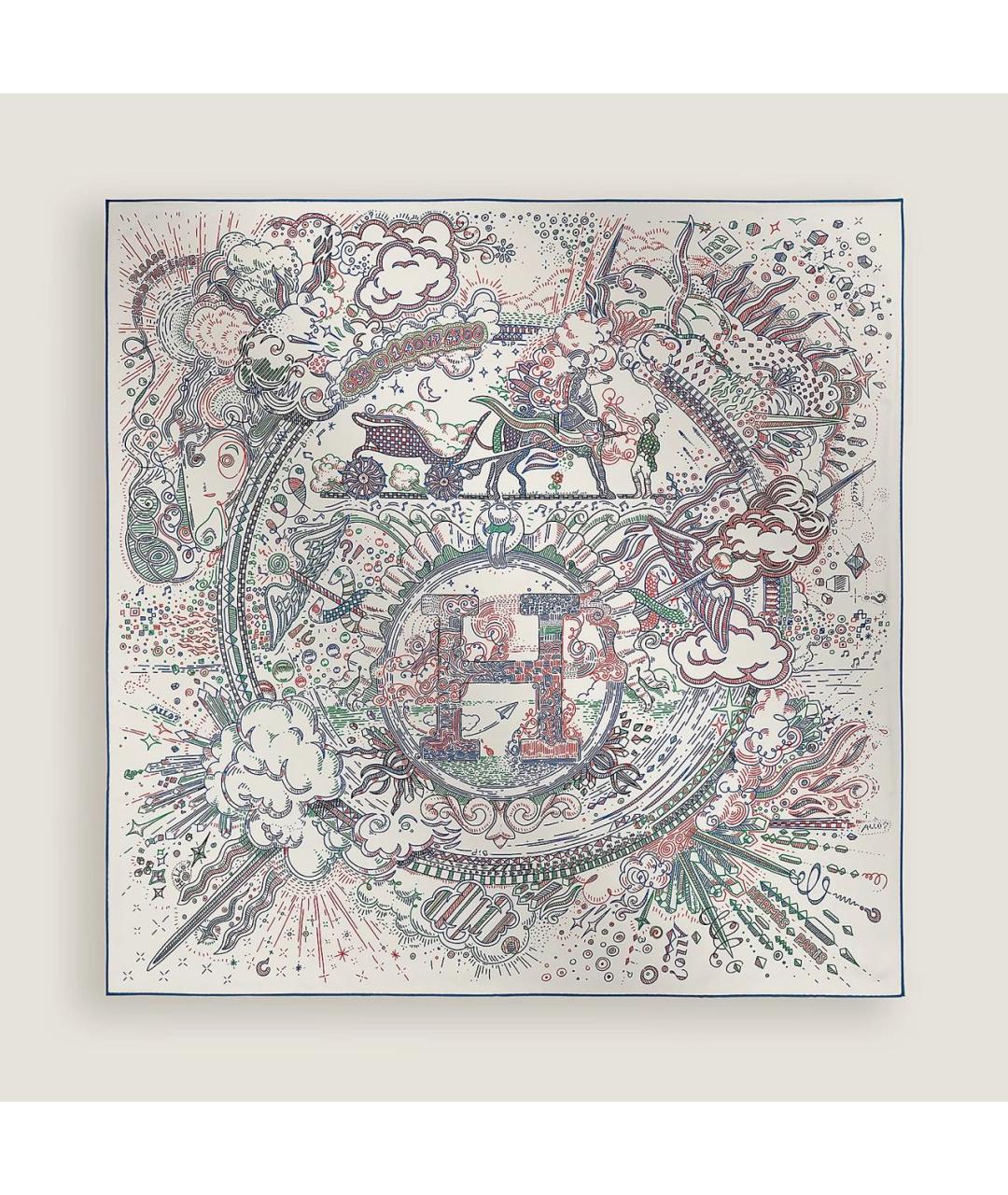 HERMES Мульти шелковый платок, фото 5