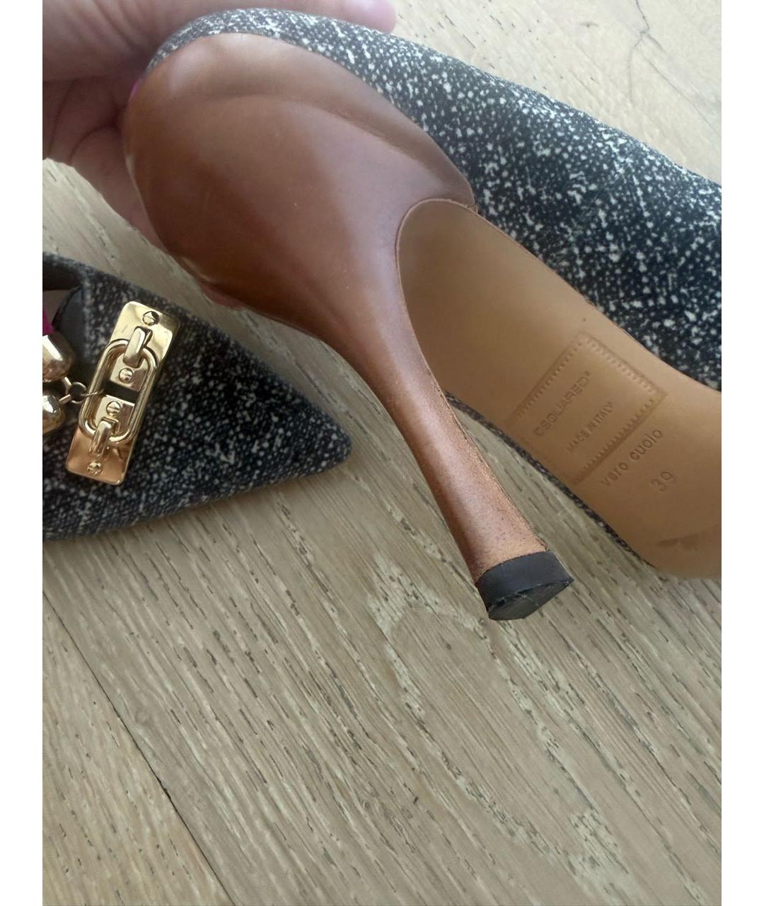 DSQUARED2 Серые лодочки на низком каблуке, фото 4