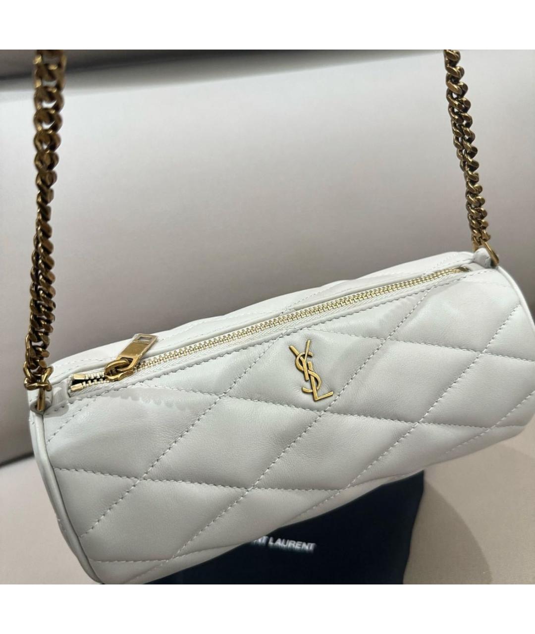 SAINT LAURENT Белая кожаная сумка через плечо, фото 3