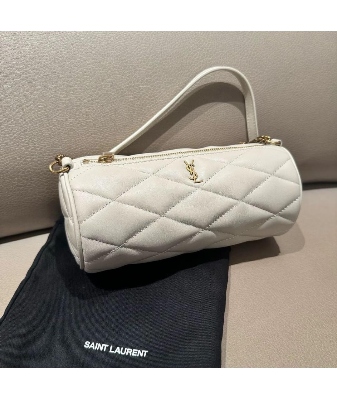 SAINT LAURENT Белая кожаная сумка через плечо, фото 2