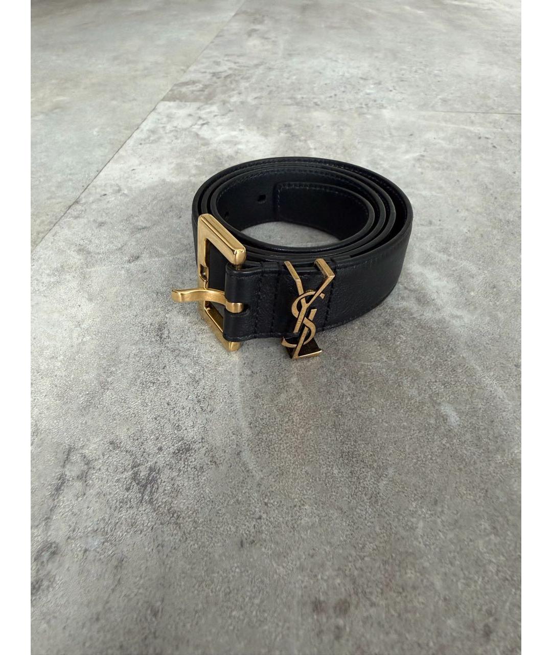 SAINT LAURENT Черный кожаный ремень, фото 6