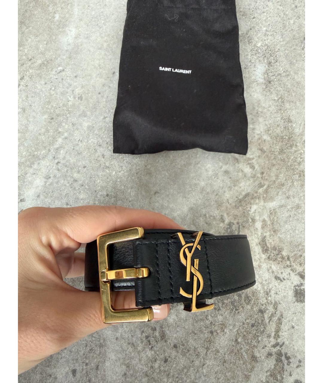 SAINT LAURENT Черный кожаный ремень, фото 2